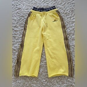 Aelfric Eden Yellow Wide Leg Pants with Brown Stripes